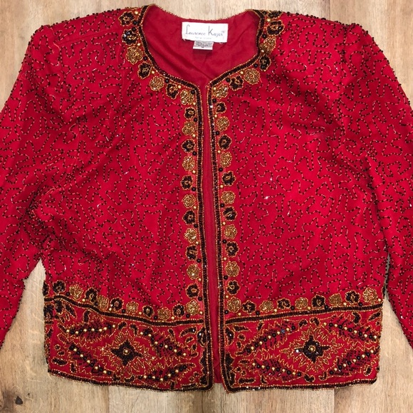 Vintage Lawrence Kazer Beaded Silk Crop Jacket - Picture 3 of 16